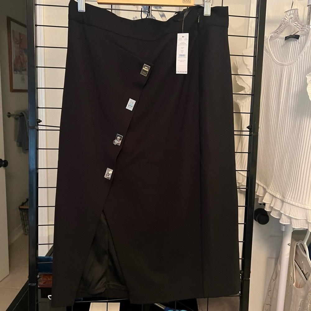 White House Black Market Black Asymmetric Button Pencil Skirt